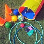 Balls, Hoops, Cones, Bean Bags & Soccer Trainer set