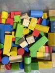 Wooden blocks coloured
