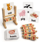 Wooden Reading Blocks with Flashcards