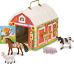 Melissa & Doug Wooden Latches Barn with 4 Farm Animals
