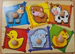 Farm Animal Knob Puzzle 6 Pc