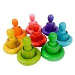 Rainbow peg dolls with cups and rings