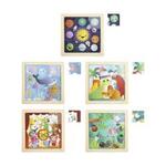 9 piece wooden jigsaw puzzles - set of four