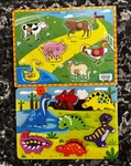 2 Puzzles - Farm Animals, Dinosaurs