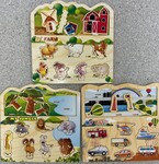 Play Tray Wooden Puzzle 3 Pack - My Jungle, My Farm, My City