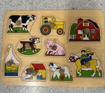 Wooden Knob Puzzle - Farm Animals