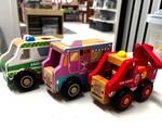 Set of 3 wooden vehicles