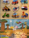 Vehicle shapes plus animal puzzle