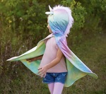 Rainbow Reversible Unicorn Dragon Cape (Size 4-6)