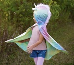 Rainbow Reversible Unicorn Dragon Cape (Size 4-6)