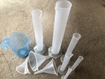Measuring cylinders and funnels