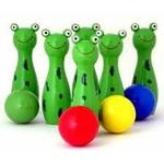 Wooden frog bowling set 