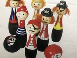 Small wooden pirate bowling set 