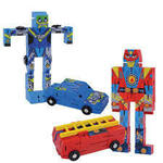 Police and fire transforming wooden puzzles 