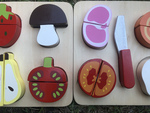 Food cutting play set and puzzle 