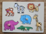 Wooden peg animal puzzle