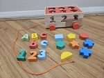 A356: Wooden Shape Sorter Pull Along Cart