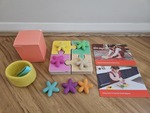 Lovevery Chunky Wooden Puzzle and Transfer Tweezers and Felt Stars