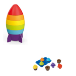 Variety Box 18 months: Rocket Stacking Puzzle, Cup Cake Sorter Toy