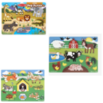 Melissa & Doug Peg Puzzles - Set of 3 Safari, Pets and Farm Animals
