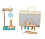 Wood Science Lab Educational Play Set Pretend Kids Children Carry Case Toy