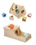 AP010: Silicone Wooden Shape Sorter  and Montessori Object Permanence Box 