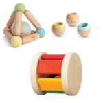 Roller, tumbling cups and clutching toy