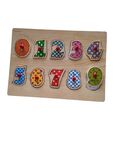 Patterned Numbers 10 piece wooden peg puzzle