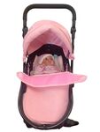 Pink 3 in 1 Dolls Pram with Female baby doll 35 cm