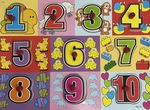 Colourful numbers 10 piece wooden peg puzzle