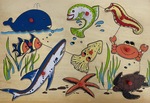 Ocean creatures 9 piece wooden peg puzzle