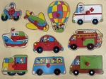 Transport vehicles 10 piece wooden peg puzzle