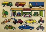 Cars and other vehicles 14 piece wooden peg puzzle