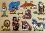Circus 9 piece wooden peg puzzle