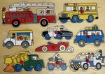 Vehicles 9 piece wooden peg puzzle