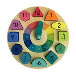 Clock 12 piece raised wooden puzzle with moveable hands