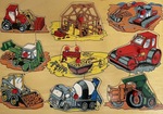 Construction vehicles 9 piece wooden peg puzzle