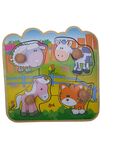 Little Farm Animals 4 piece wooden peg puzzle