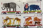 Set of four zoo animal puzzles with 12 pieces each