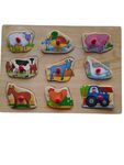 Farm Animals 9 piece wooden peg puzzle