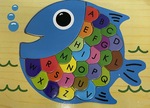 Fish alphabet 28 piece wooden raised puzzle (upper case letters)