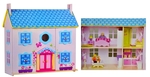 Wooden dolls house with wooden furniture