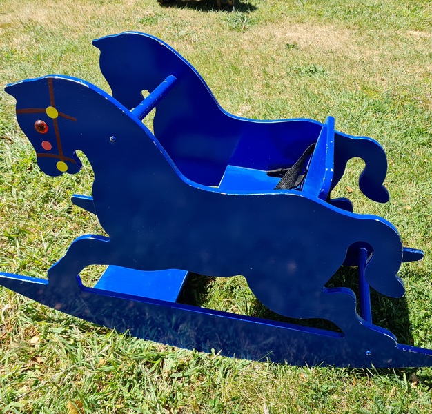 539: Wooden Blue Rocking Horse