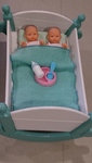 Wooden  Cradle with Twins. 