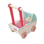 Wooden pram with baby 