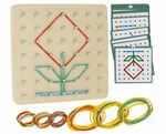 Wooden Geoboard with Elastics