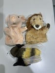 Honeybee, lion, and pig hand puppets #1 