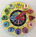 Wooden shape sorting clock