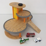 Wooden Parking Garage and Emergency Vehicles