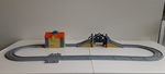 Train track set with drawbridge